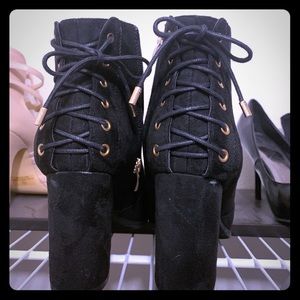 Corset Back, Tie Up Ankle Boots